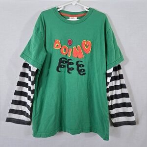 Mini Boden Boy's Green Long Sleeve "Boing" T-shirt Size 9-10Y *WASH WEAR*